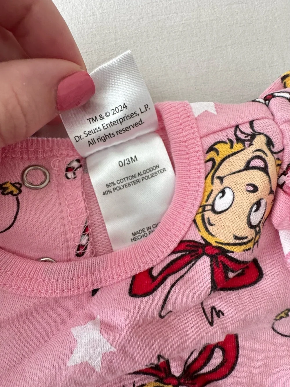 Pink Holiday Character Print Baby One-Piece